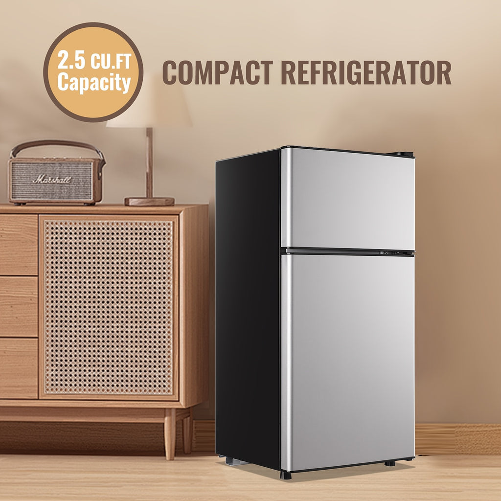 Mini Fridge with Freezer, Small Refrigerator with 2 Doors for Kitchen, Dorm, Office, And Bedroom, Mini Fridge with Adjustable Shelves