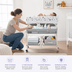 Adjustable 2-In-1 Bathtub with Changing Table, Waterproof Diaper Changing Station Portable Changing Table Adjustable Height Organizer with Storage Racks for Home Furniture