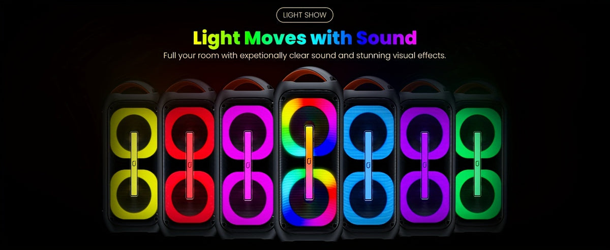 Large Karaoke Machine, Karaoke Speaker with 2 Wireless Microphones, Portable Speaker with Beat Light Show, Singing Machine Karaoke Home Speaker System with MIC Reverb, AUX Input, T11-T