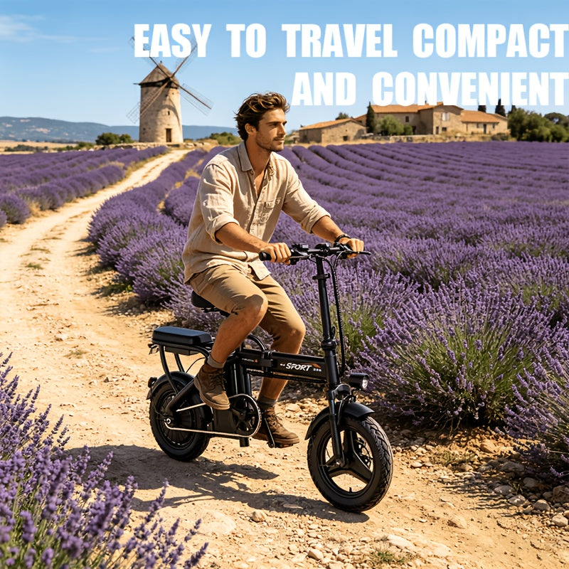 500W 20 Miles Per Hour Foldable Electric Bike For Adults, 48V 6Ah Removable Battery, 14" Ebike, Electric Mini Bike, The Range Is 30 Miles
