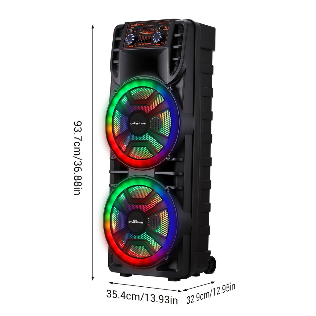 [Ideal Gift] 8000W Portable Karaoke Machine PA System with Dual 12” Subwoofer & 1.5” Tweeter, Wireless Microphone, RGB DJ Lights, Wireless/USB/TF/AUX/FM/TWS, Rechargeable Battery- Sound System for Home, Parties, Events - Ideal Gift for