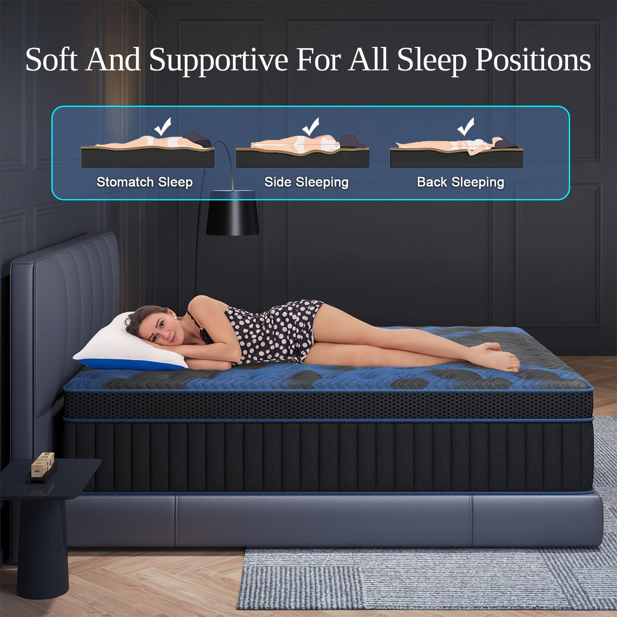 14/12 Inch Memory Foam Mattress Hybrid Pocket Spring Twin Full Queen King Bed Mattress In A Box, Euro Top Medium Firm For Back & Lumbar Support, Individual Pocket Spring Bed For Motion Isolation & Fiberglass Free