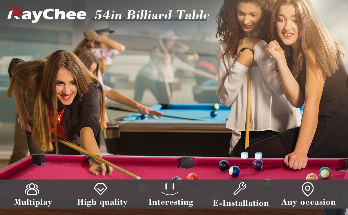 54-Inch Billiard Table, Collapsible Pool Table for Home Gaming Area, Portable Billiard Table with Reinforced And Durable Steel Legs, Adjustable And Non-Slip Foot Pads, Complete Accessory Set