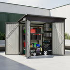 ULSMVOC 8X4 FT Outdoor Storage Shed With Triple Lockable Doors, Metal Storage Cabinet With Sloping Roof For Tools, Bicycles & Garden Equipment, Ideal For Patio & Courtyard