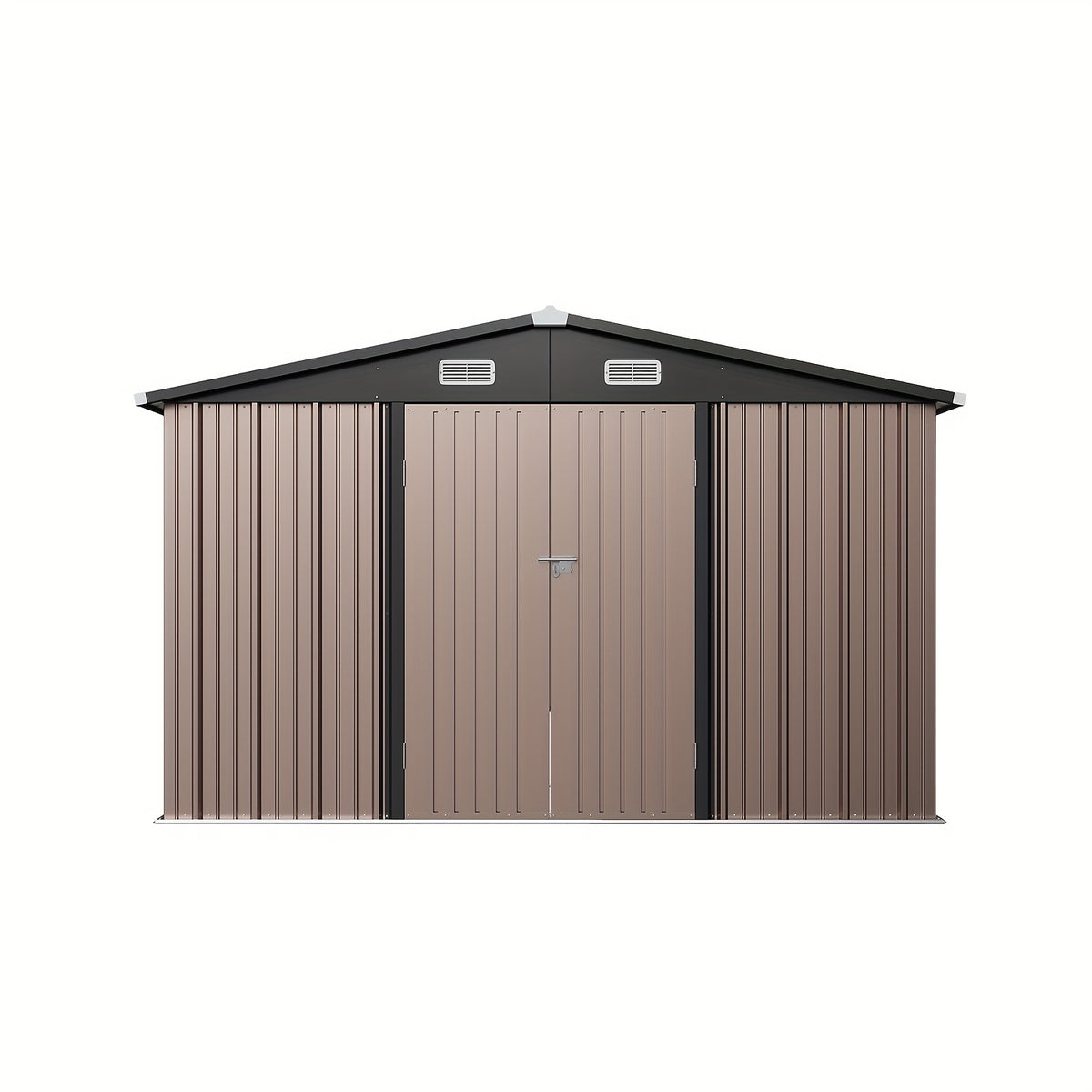 ULSMVOC 12X20X9.3/10X12/6X4 FT Metal Storage Shed - Outdoor Garden Shed Kit, Lockable Tool Shed, Backyard Shed with Double Hinged Doors, 4 Windows, Carport for Car, Truck, Bike And Lawn Mower & Equipment, Brown