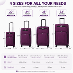 4-Piece Softside Expandable Luggage Set with Spinner Wheels, Lightweight Travel Suitcases with Telescopic Handle, Nested Storage Design