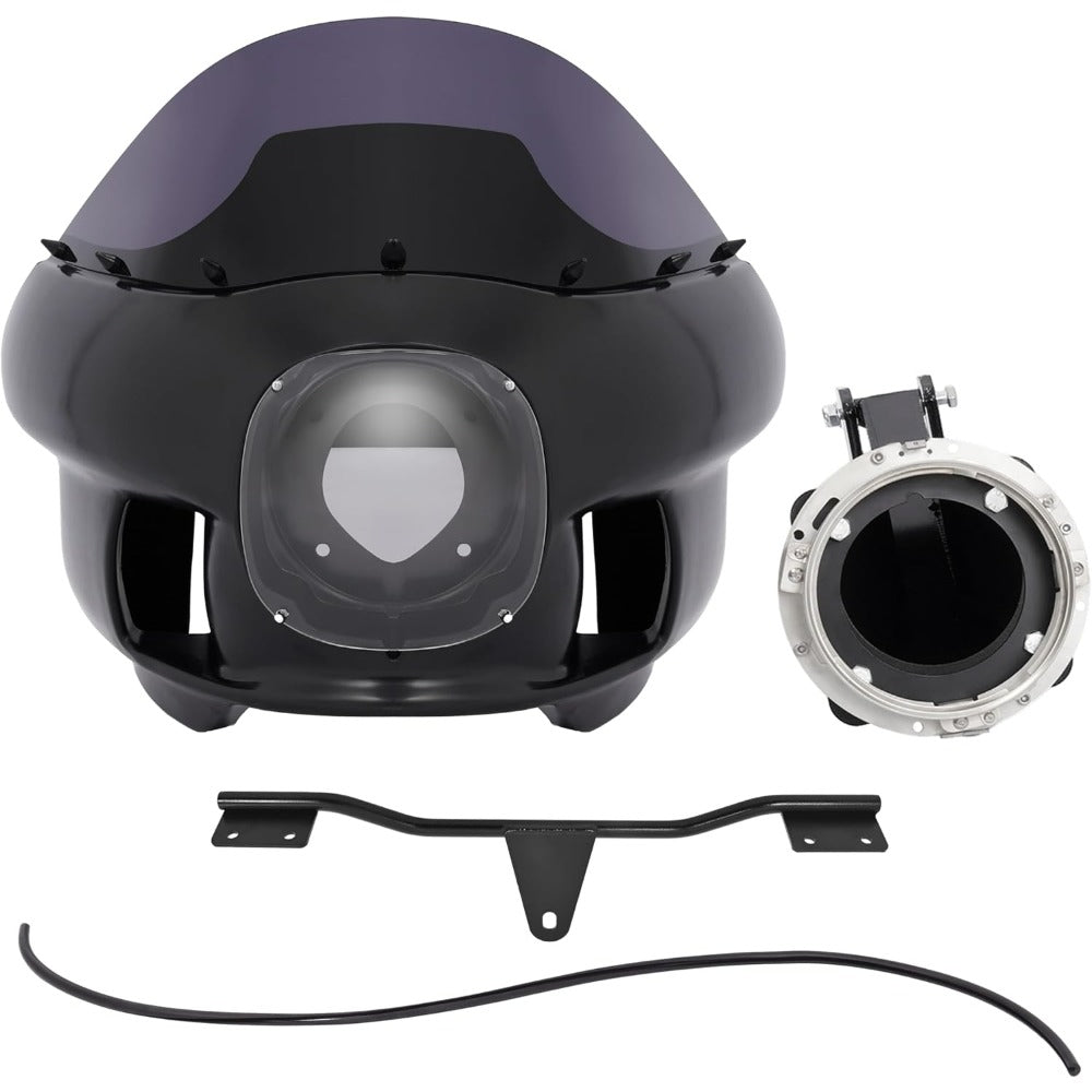 Front Upper Fairing&Headlight Mount Compatible with 2006-2017 Dyna Low Rider FXDL/I Street Bob FXDB/I Super Glide FXDC/I FXD/I FXD/I Front Fairing Kit Smoke Windshield
