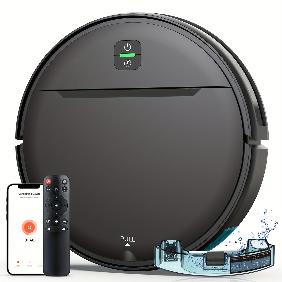 MAMNV 3-In-1 Intelligent Robot 5000Pa Vacuum Cleaner, Automatic Charging Fixed-Point Sweeper, Voice, App Control And Wet Suction Mopping of Water Tank Dust Box, Used for Smart Home Cleaning, Birthday And New Year Gifts