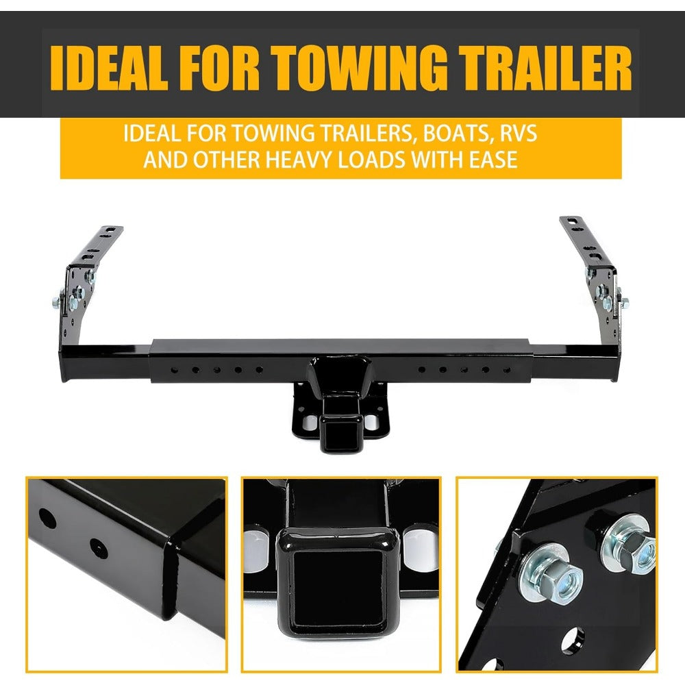 2" Class III Adjustable Trailer Hitch Receiver for Towing - Compatible with Select for Chevrolet, for Chrysler, for Dodge, Ford, G M C, Isuzu, for Jeep, Mazda, for Nissan, Plymouth, Black
