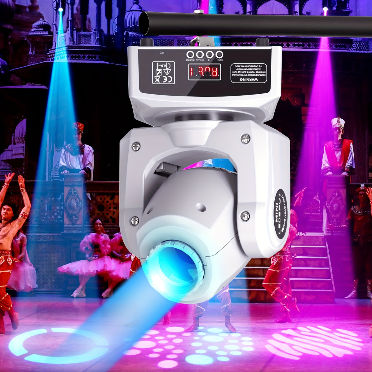 DJ Lights Moving Head Light 8 Color 8 GOBO Stage Light LED Spotlight DMX And Sound Activated Control for Wedding DJ Disco Parties Church Live Show Bar Christmas Lights