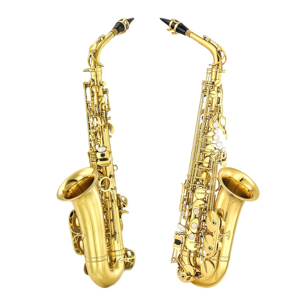 YoungMonic Eb Alto Saxophone for Beginners Adult, Saxophone Student, E Flat Alto Sax Full Kit with Reeds, Pads, Hard Carrying Case, Cleaning Cloth & Rod