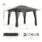 13 x 13 Ft Pop-Up Gazebo Tent with Mosquito Netting and Portable Roller Bag for Backyard or Garden Use