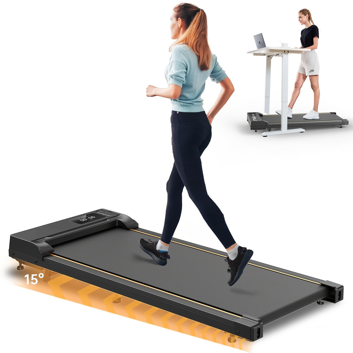 4-In-1 Walking Pad with 15% Incline, Portable Under Desk Treadmill, for Home And Office Use, 2.5 HP Silent Walking Treadmill, Supports Up to 265 Lbs, for Walking And Jogging, Christmas Surprise Gift, Without Battery
