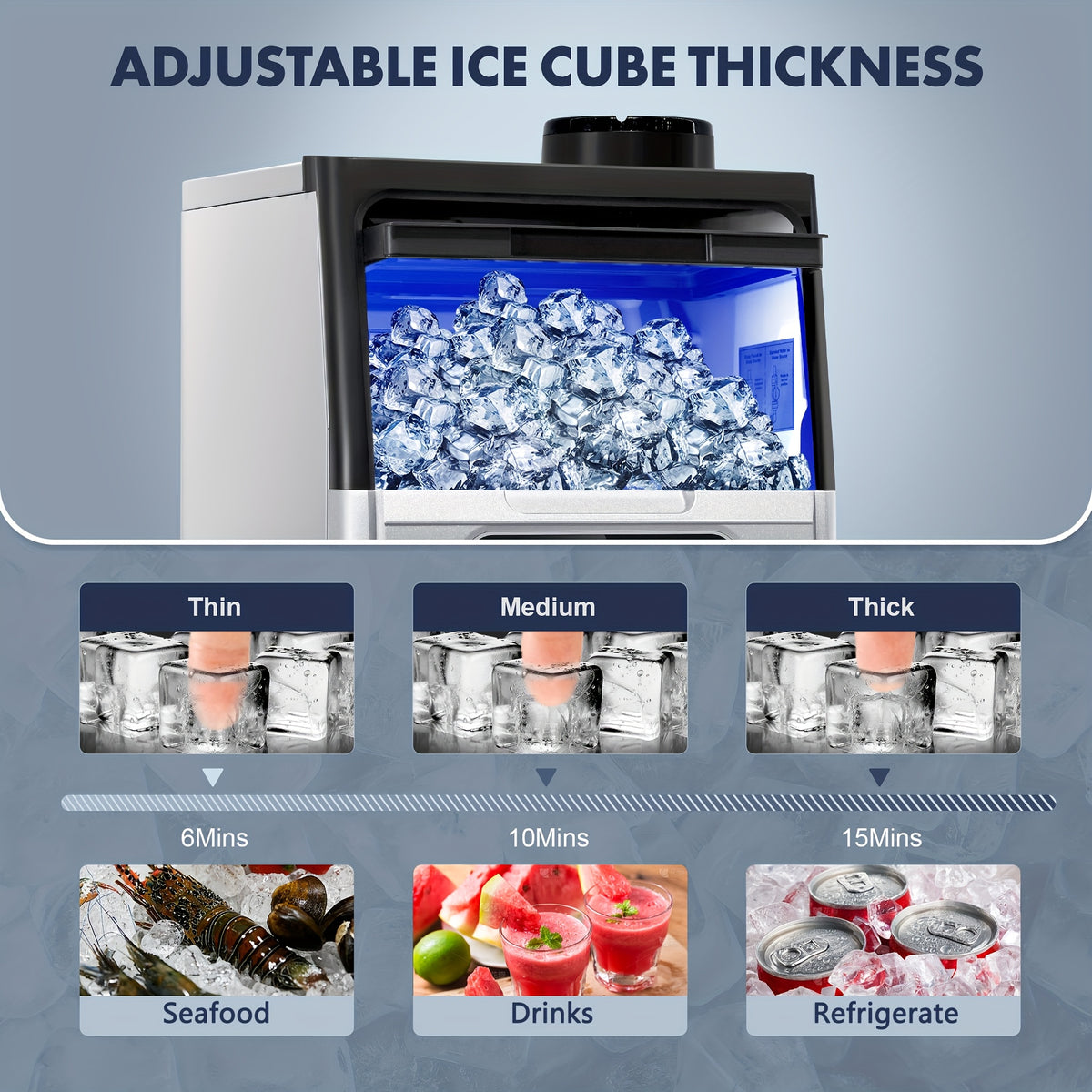[For Home/Party/Bar] Commercial Ice Maker Machine 90LBS/24H With 22LBS Storage Bin, Freestanding/Under Counter Ice Machine For Home/Party/Bar/Restaurant