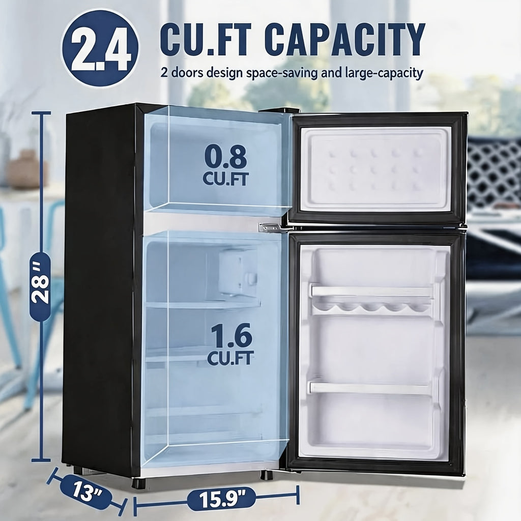 5.0/2.4 Cu.Ft Mini Fridge with Freezer, Dual Door Refrigerator with 7 Settings Temperature Adjustable, Small Fridge for Dorm Office Apartment and Home