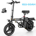 Hisent G11&F9 Folding Electric Bike | Dual Suspension System | Upgraded Frame | 12-35 Miles Range (Optional) | Features Dual Seat, LED Headlight, Disc Brakes, 14-Inch Tires, 500W High-Power Motor, Top Speed Of 19.9 Mph