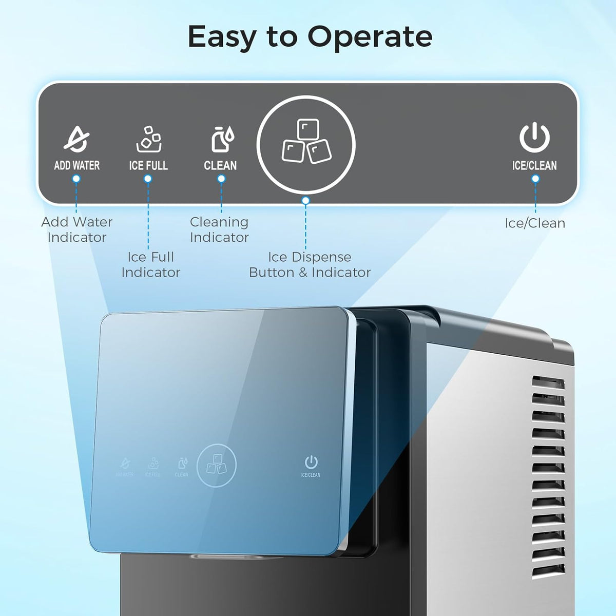 Nugget Ice Maker Countertop, Pellet Crushed Chewable Ice Cubes Ice Dispenser Countertop Stainless Steel Ice Maker Machine for Home Office Kitchen Party
