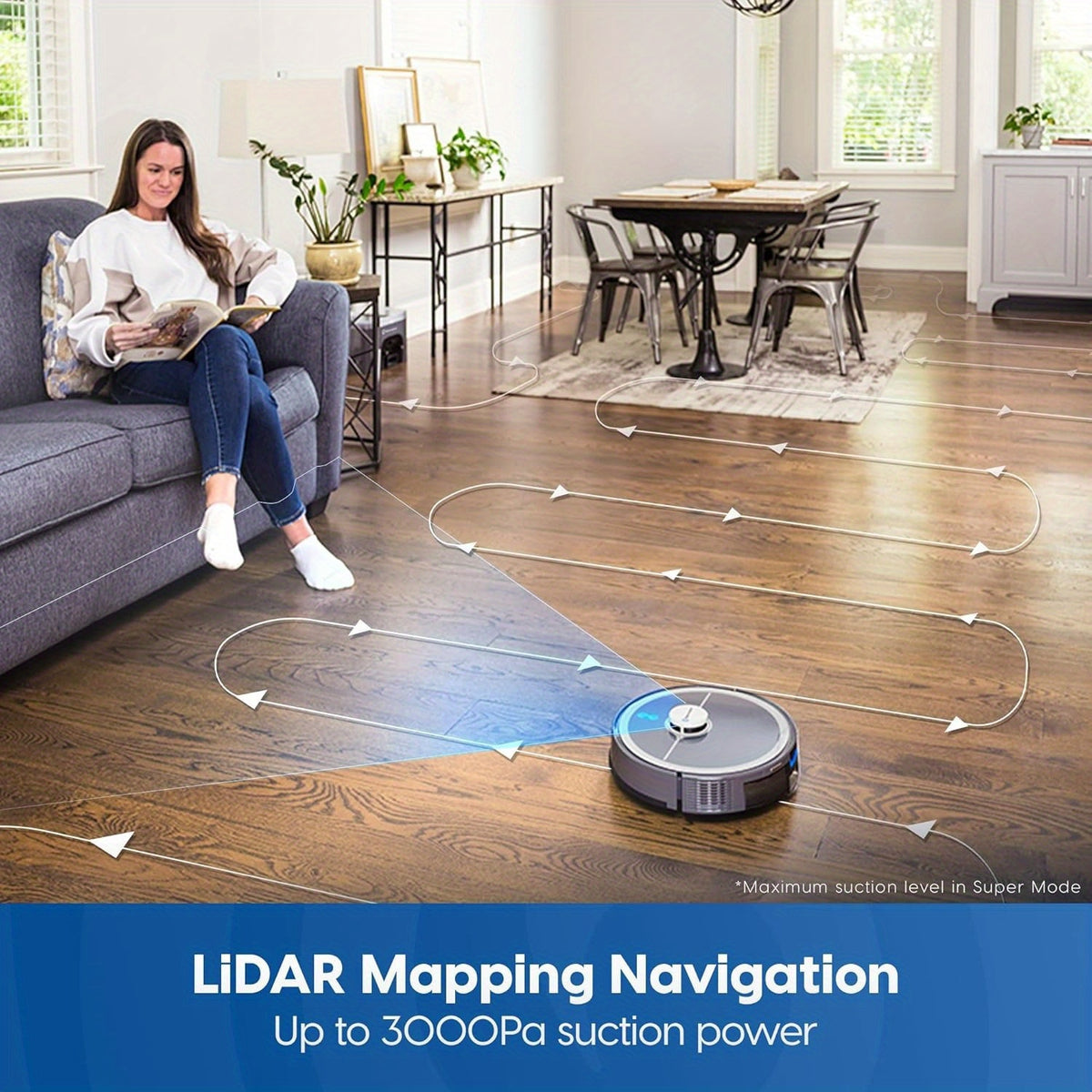 Vacmaster 3-in-1 Robotic Vacuum Cleaner and Mop Combo Pet Companion with Self-Empty Station for 45 Days, LiDAR Navigation, 3000Pa Strong Suction, Multi-Floor Mapping for Homes with Pets, Carpet & Hard Floors