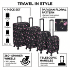 4-Piece Softside Spinner Luggage Set (20+24+28+32 inch) Lightweight Travel Suitcases with 360° Wheels, Telescopic Handle, Multi Pocket Design