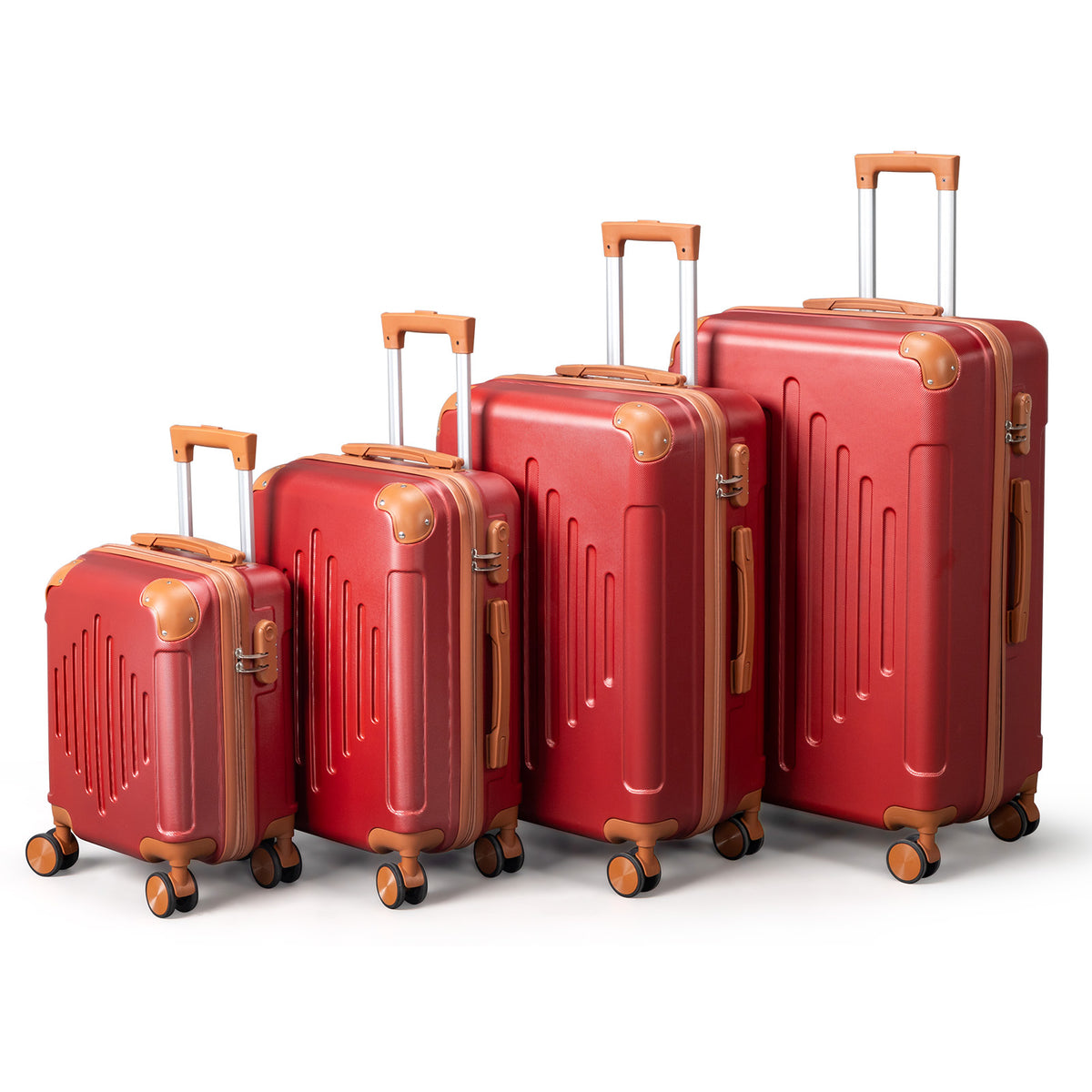 4 Pc Luggage Sets, Durable Hard Shell 4 Piece Set Suitcase with Spinner Wheels, Hardside Lightweight Luggage set, Large Travel Luggage Set (16"20" 24" 28"), mixed color