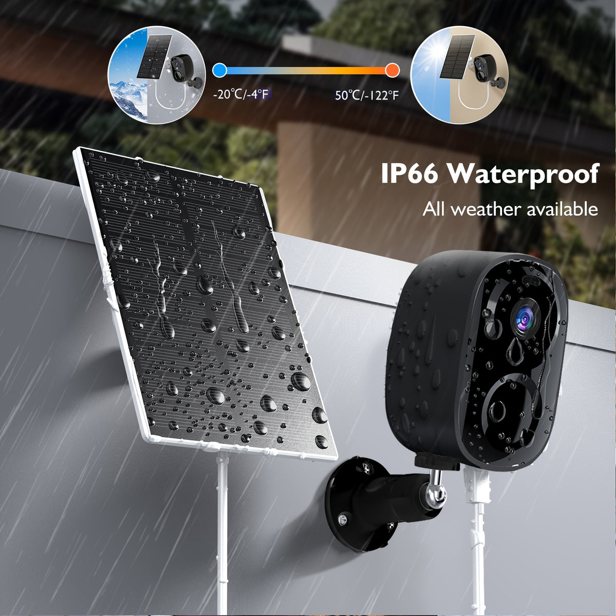 4pcs/6pcs/8pcs Black Solar Powered 4K Wireless Outdoor Security Surveillance Camera, Artificial Intelligence Motion Detection, Two-way Voice Call, Color And Infrared Night Vision,.