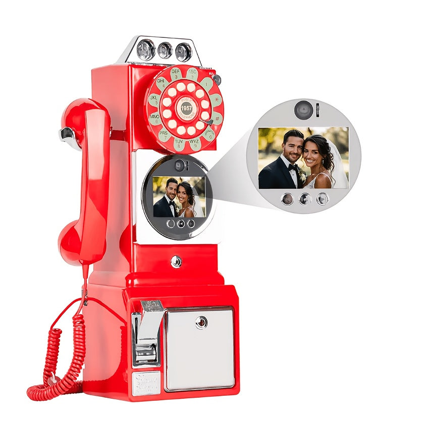 FiayaCom Video Guestbook Retro Phone, Audio Wedding Phone, with A Messaging Feature, Record Preserve Your Special Occasions, for Wedding, Bridal Shower, Baby Shower, Birthday, Graduations, Anniversary