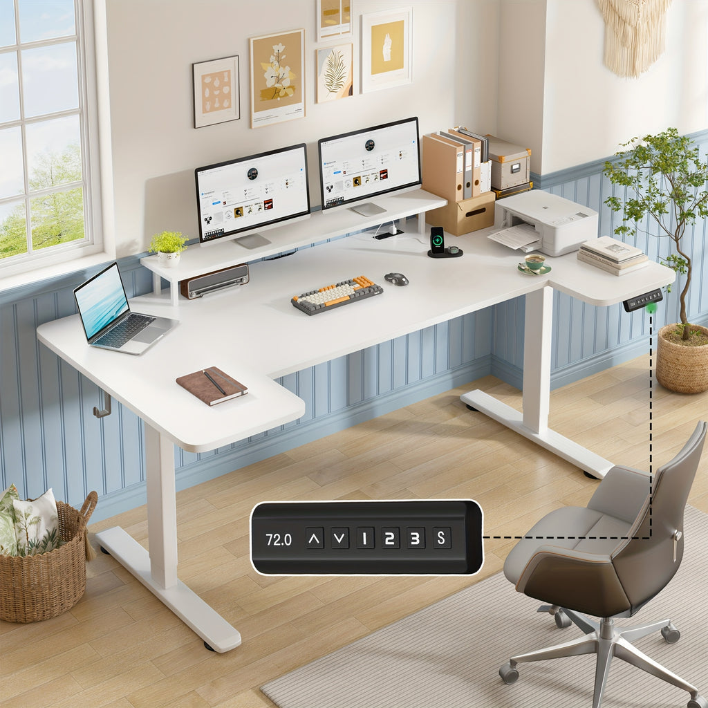 71 X 36 Standing Desk Electric Adjustable Height Desks, Home Office Desks with Cable Management, Monitor Stand, 2 Hooks, 5 Power Outlets, 3 Memory Adjustable Height Computer Desk