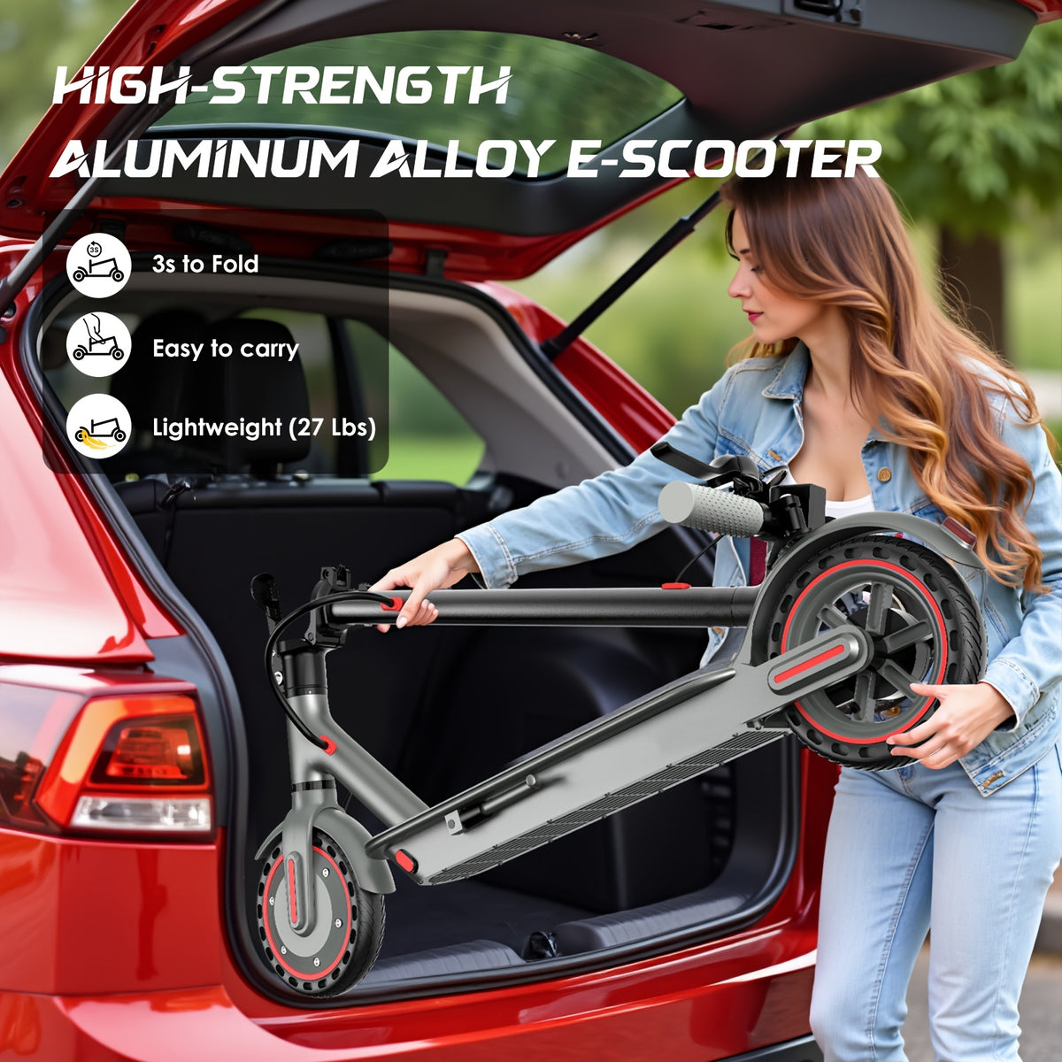 Electric Scooter with 350W Motor, 8.5" Solid Tires, Display, 3-Speed, Long Range 15 Miles, Foldable And Portable - Scooter for Urban Commuting, Suitable for Adults, Gift for Family And Friends
