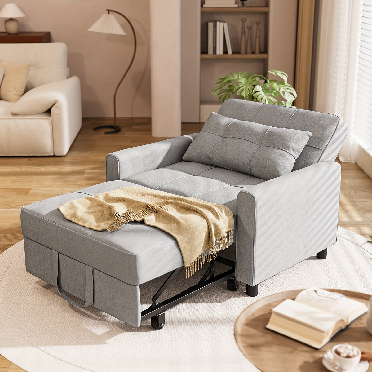 Asofer Convertible Sofa Chair 3-in-1, Adjustable Sleeper Chair Pullout Sofa Bed With Pillows, Comfortable Pullout Futon For Living Room Or Bedroom, Living Room Furniture | Modern Loveseat Design | Luxury Comfort Finish, Futon Sofa Bed, Best Gift