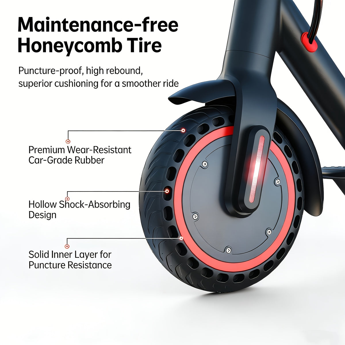 Smart APP Controlled Adult Foldable E-Scooter, 350W Motor, Long Range, 8.5" Anti-Slip Solid Tires, Clear LCD Dashboard, 3 Speed Settings, Dual Brakes, LED Front & Rear Lights, Built-in Bell, Durable Aluminum Alloy Frame, 265 LBS Weight Capacity