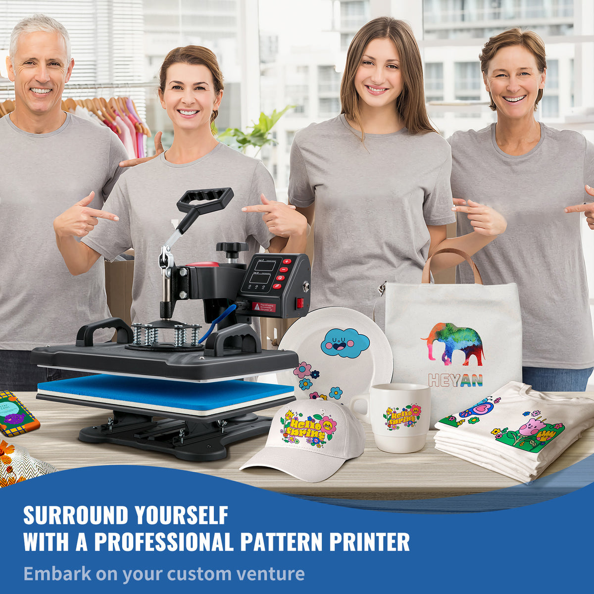 VEVOR Heat Press, 5 in 1 Heat Press 12x15 Machine Machine, Digital Precise Temperature Control, Clamshell Sublimation Transfer Printer Fast Heat-up, Vinyl Heat Press for Mug Cup T-Shirt Plate, 900W