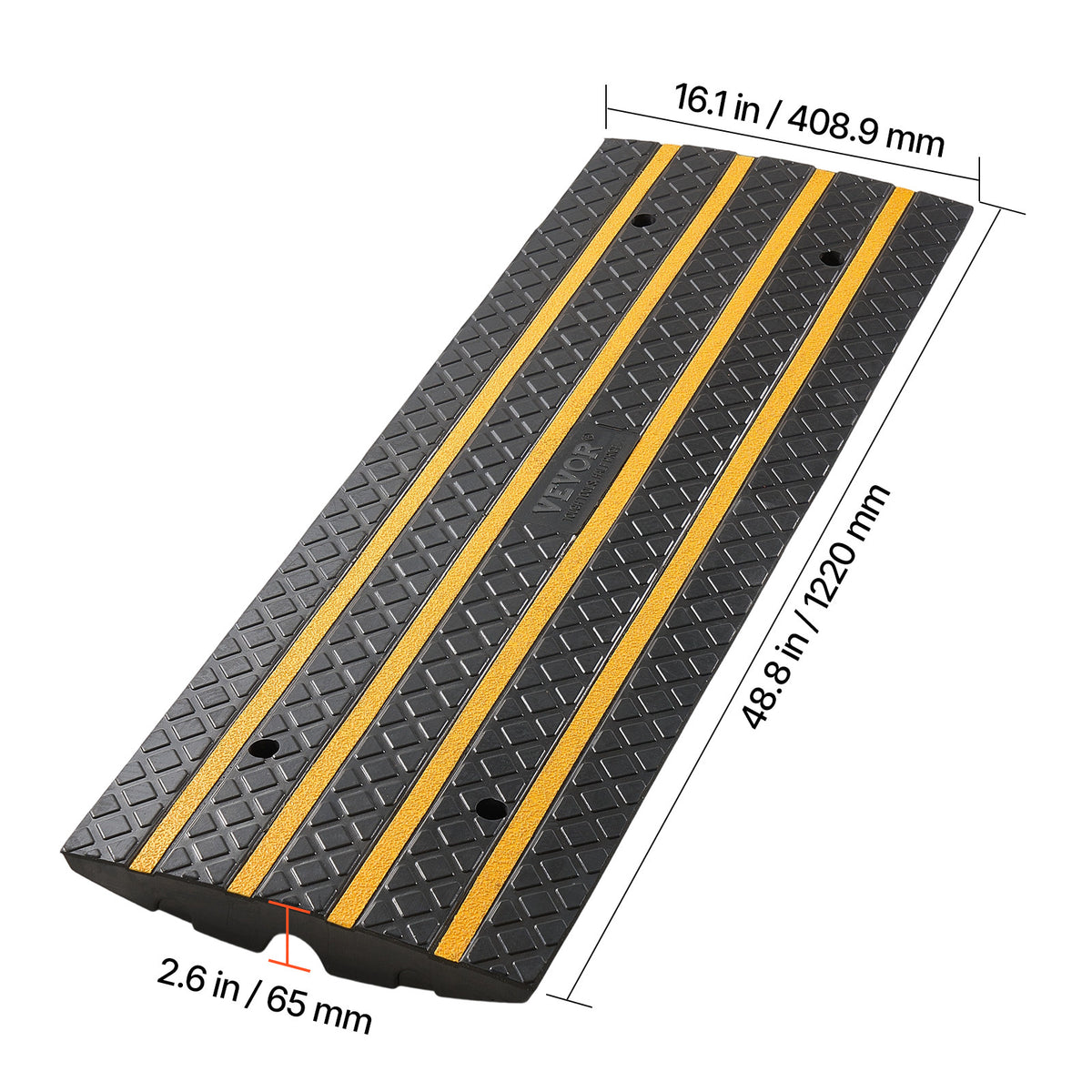 VEVOR 1 Pcs /2 Pcs / 3 Pcs Driveway Rubber Curb Ramp 33069 lbs 2.6 in Rise Threshold Ramp