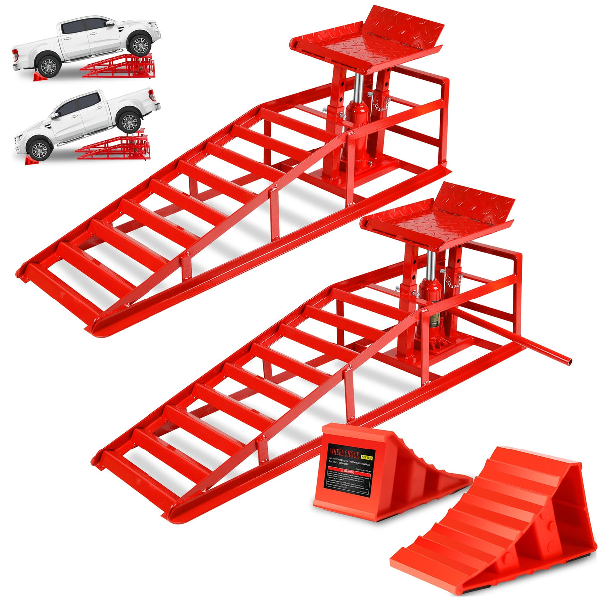2pcs Hydraulic Car Ramps 5T, Low Profile Truck Lift Service Ramps for Oil Changes, Truck Trailer Garage, for Home Garage, Vehicle Auto Garage Repair