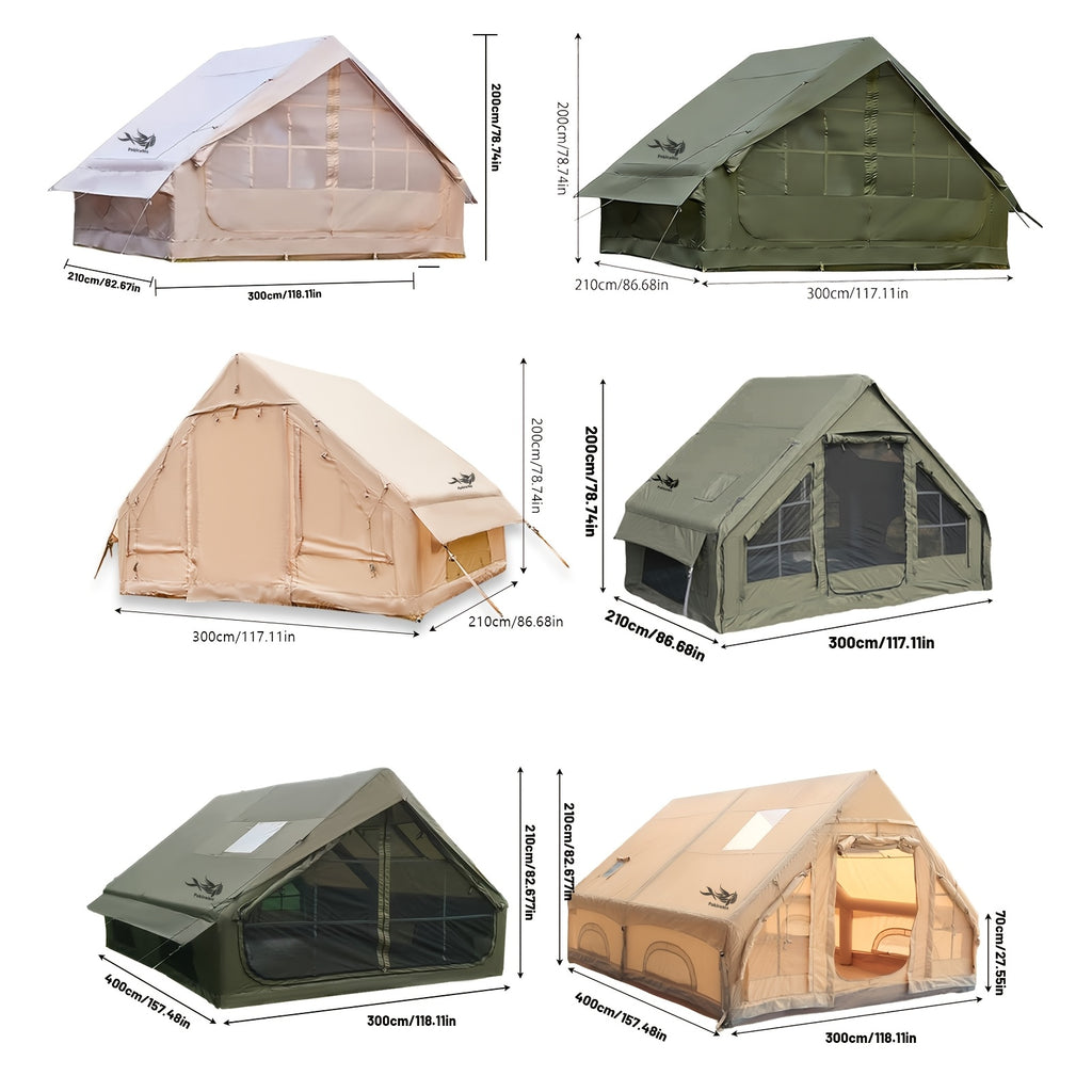 PAKICETUS Large Inflatable Camping Tent (Optional: Skylight, Stove Jack, and Door), Quick Air-Flow & Breathable Mesh Design, Summer Glamping Hot Tents for Camping with Stove, Quick Setup Inflatable Camping Tent for 4-6 Person Families, All-season