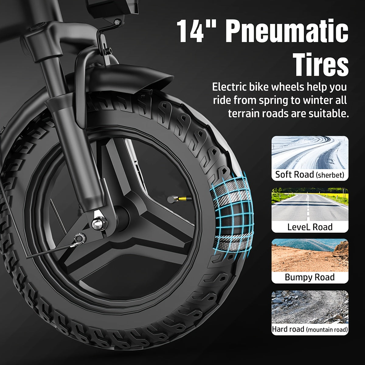 14-Inch Lightweight Folding Electric Bike, 500W Motor, 19.9 MPH Max Speed, 48V 6Ah Removable Battery, Portable Compact E-Bike for Adults, Urban Commuting