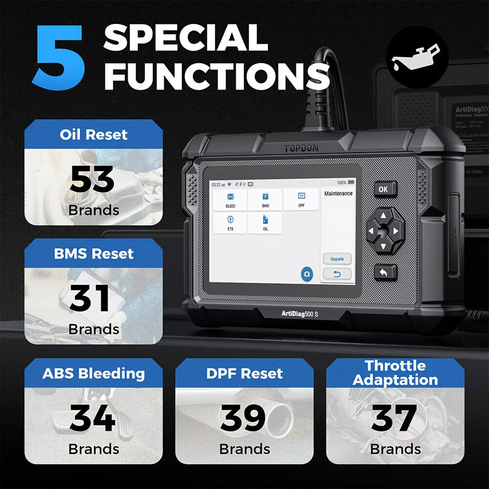 OBD2 Scanner AD500S Car Diagnostic Scan Engine 4 System ABS SRS Transmission Code Reader 5 Reset Services Car Diagnostic