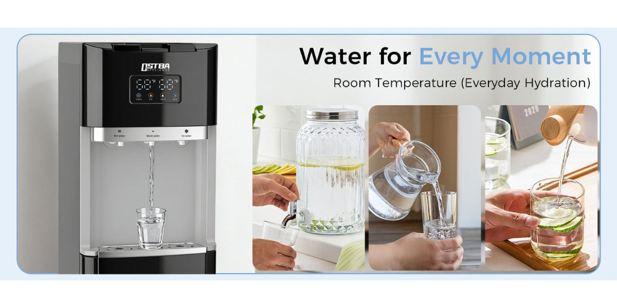 Bottom Load Water Dispenser, LED Display, Hot Cold & Room Water, Stainless Steel Tank, Child Lock, 3 & 5 Gallon for Home & Office