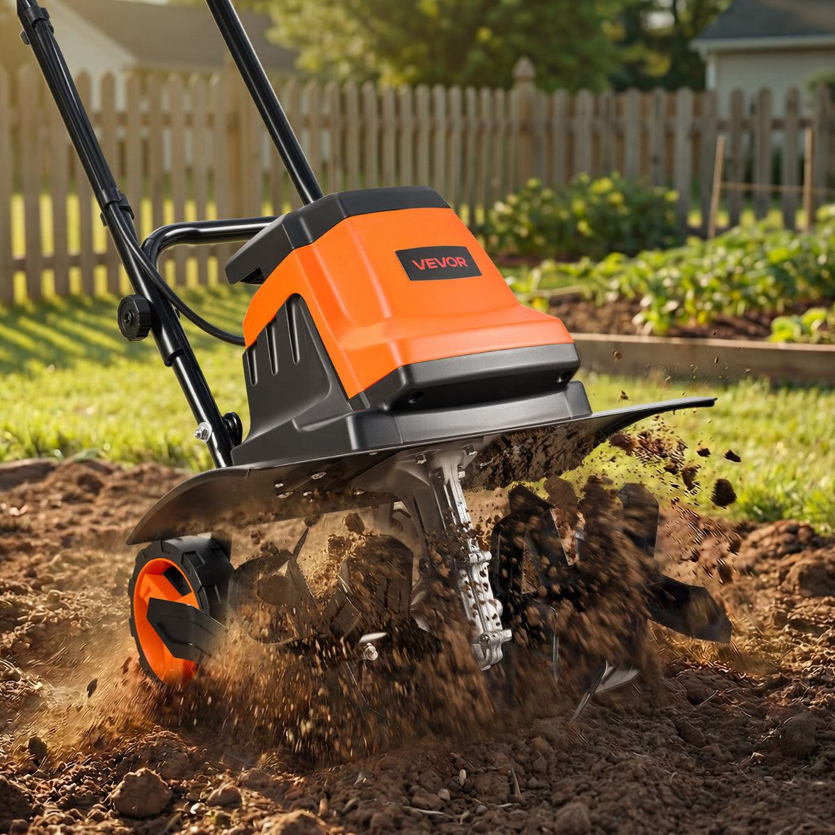 VEVOR Corded Electric Tiller, 18 Inch Tilling Width Garden Rototiller, 15-Amp Motor Heavy-Duty Tilling Machine, Cultivator with Steel Tines and Foldable Handle, for Lawn, Yard, and Gardening Care