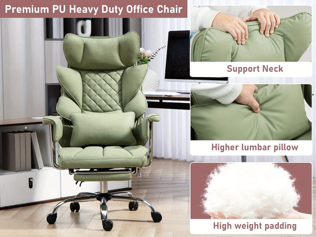 Sturdy High-Back Office Chair, Comfortable Gaming Chair, Office Chair Featuring Cushioned Armrests And Footrest, Adjustable Height Home Office Chair