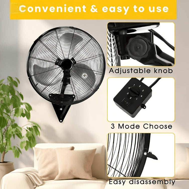 [Wall Mount Fan] 2pcs Wall Mount Fan - 20 Inch Oscillating, 3-Speed High Velocity, Max. 7000 CFM, Industrial Wall Fan for Indoor, Commercial, Residential, Warehouse, Greenhouse, Workshop, Basement, Garage, Black