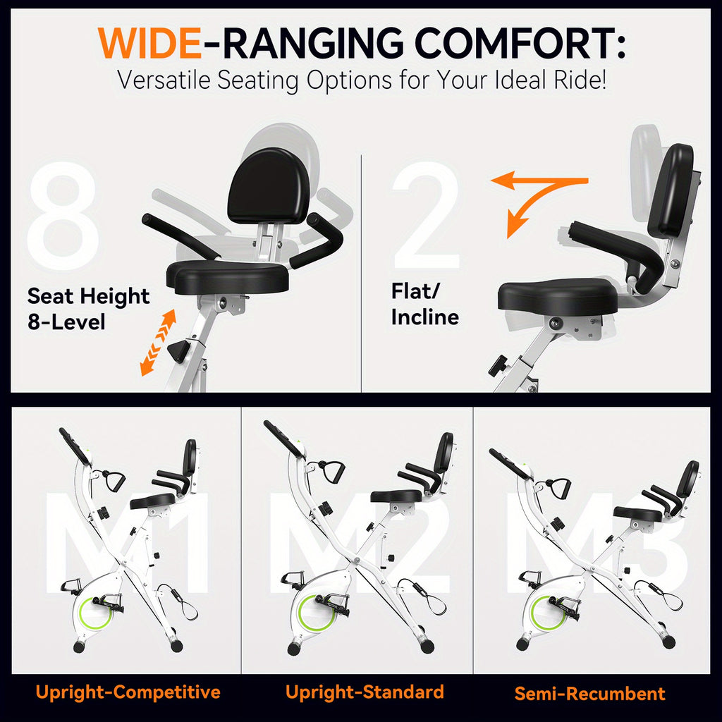 Foldable Exercise Bike Stationary Bikes for Home, 5in 1 Indoor Workout Bike, Cycling Bike with 16-Level Quiet Magnetic Resistance, 6.6 LBS Flywheel and 300LBS Capacity, 2025 Designed 817 X-bike