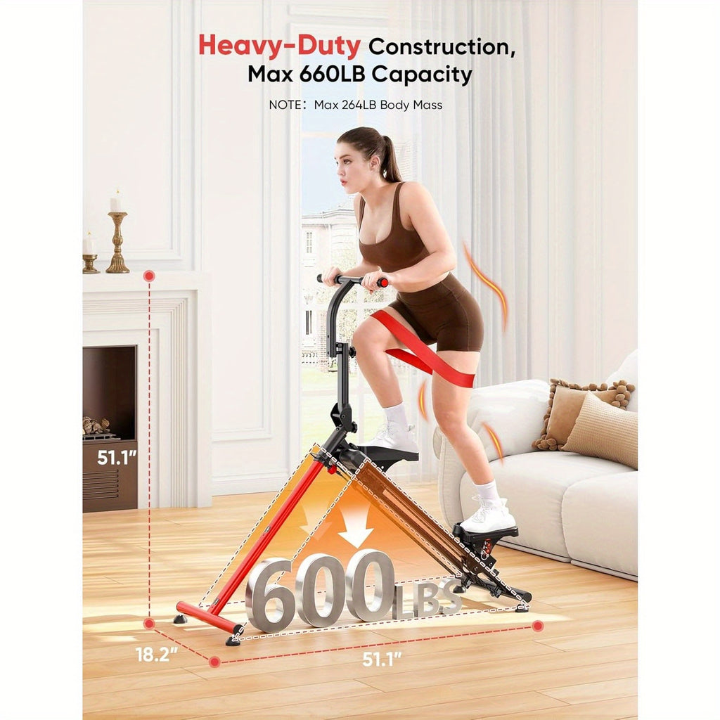 Adjustable Stair Stepper for Home with 3 Workout Modes, Folding Stair Climber with Ski Simulation & Oversized Pedals, 660LBS Capacity Step Machine with Handlebar, 90% Pre-Assembled Fitness Equipment, Without Battery