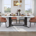 71" Rectangle Modern Dining Table For Office Kitchen Living Room, 6ft Luxurious Family Dinner Table For 4 5 6 7 People W/35 Marble-Color Wood Watrproof Tabletop, Adjustable Leg