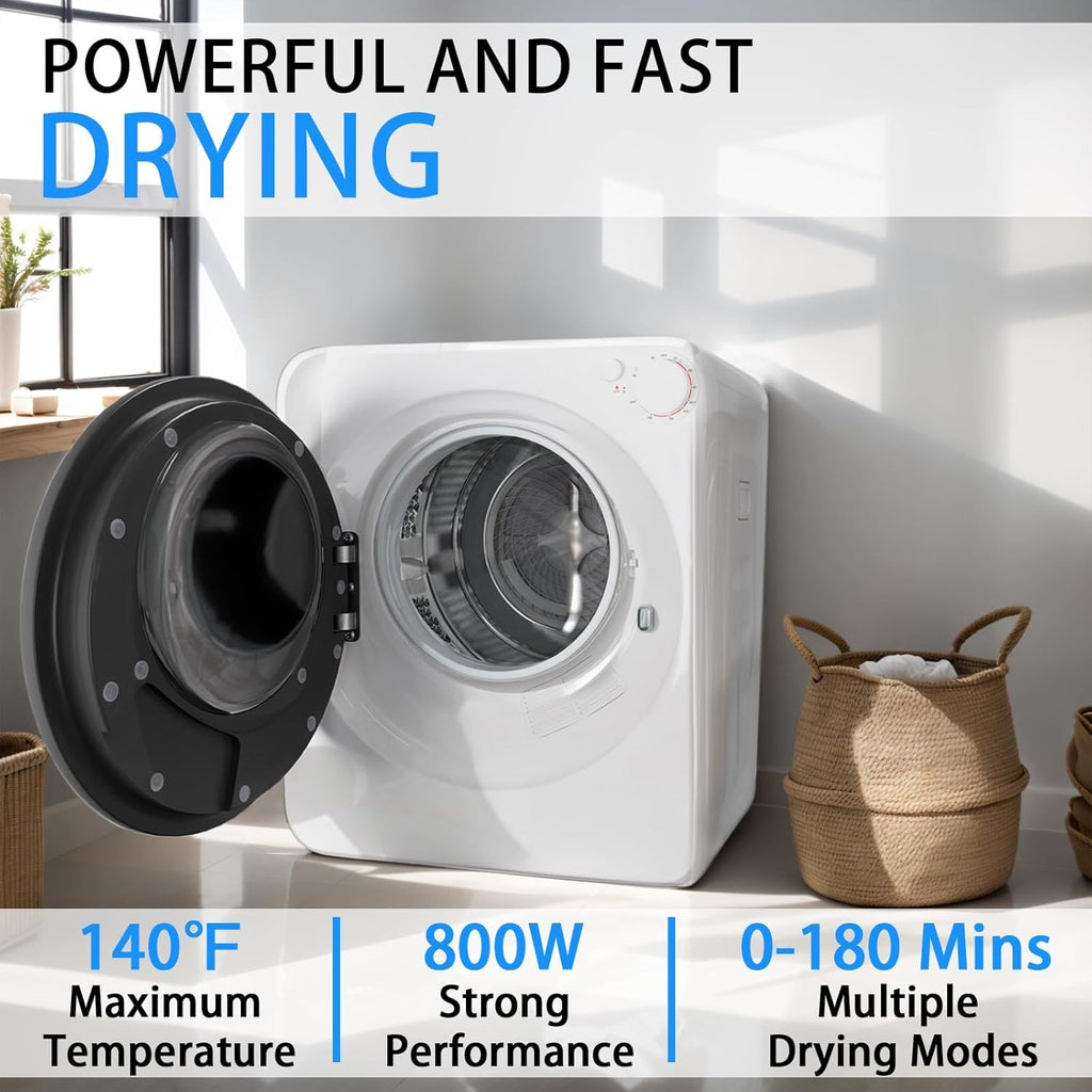 [Portable Compact Dryer] 2.6 Cu.Ft Portable Clothes Dryer, Compact Dryer With Stainless Steel Tub, 5 Modes Auto Stop & Easy Control Electric Dryers, Ideal For Laundry, Apartments, Dorms, RVs, White