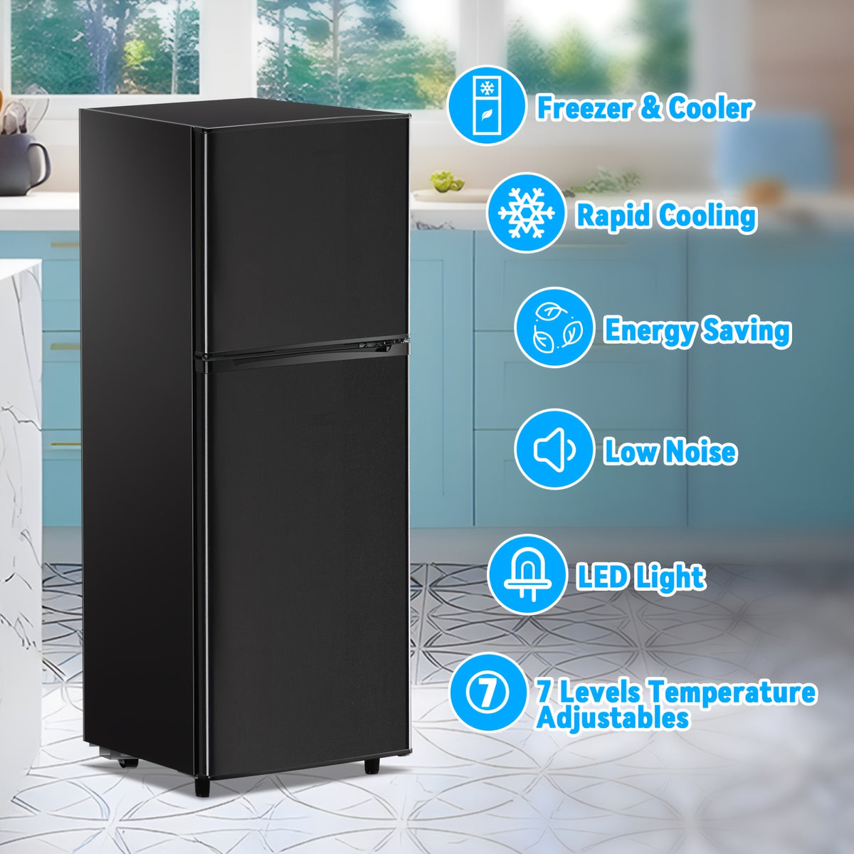 2.4/5.0 CU.FT. Refrigerator With Freezer, Large Double Door Fridge, Adjustable Thermostat, Perfer For Home Apartment Office Dorm