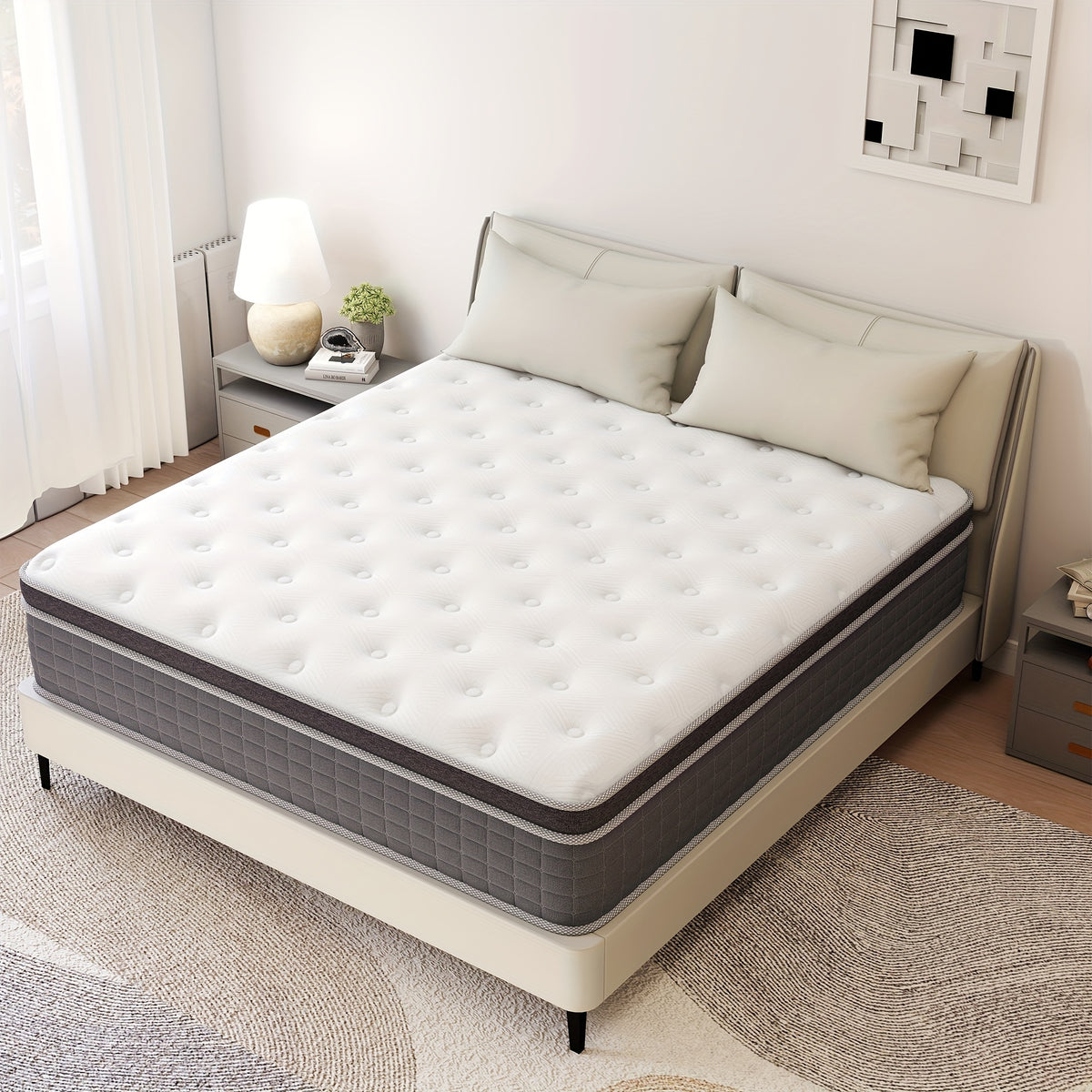 Modern Style Medium Firm High Quality Hybrid Mattress with Pocket Spring And High-Density Foam Breathable And Cooling Twin Full Queen King Size in a Box