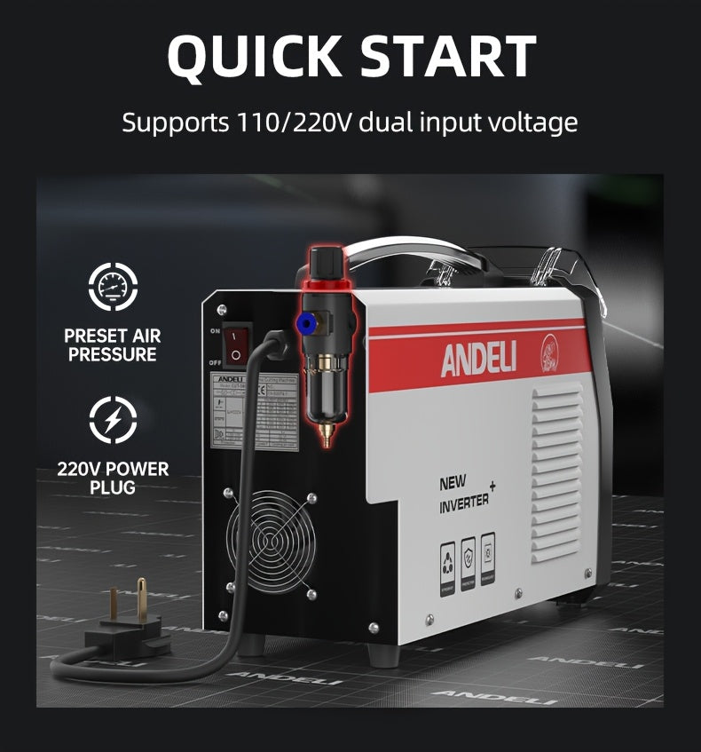 Plasma Cutting Machine 50APM Unguided Arc Plasma Cutting Machine Air Cutting Machine 110/220V Dual Voltage with DC Inverter IGBT, 1/2 Inch Clean Cutting, 3/4 Inch Extreme Cutting, Clearer LCD Display, High-Frequency Non-Contact Metal Cutting Machine