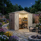 12x20/6x4ft Metal Storage Shed - Outdoor Garden Shed Kit, Lockable Tool Shed, Backyard Shed with Double Hinged Doors, Carport for Car, Truck, Bike And Lawn Mower & Equipment, Brown