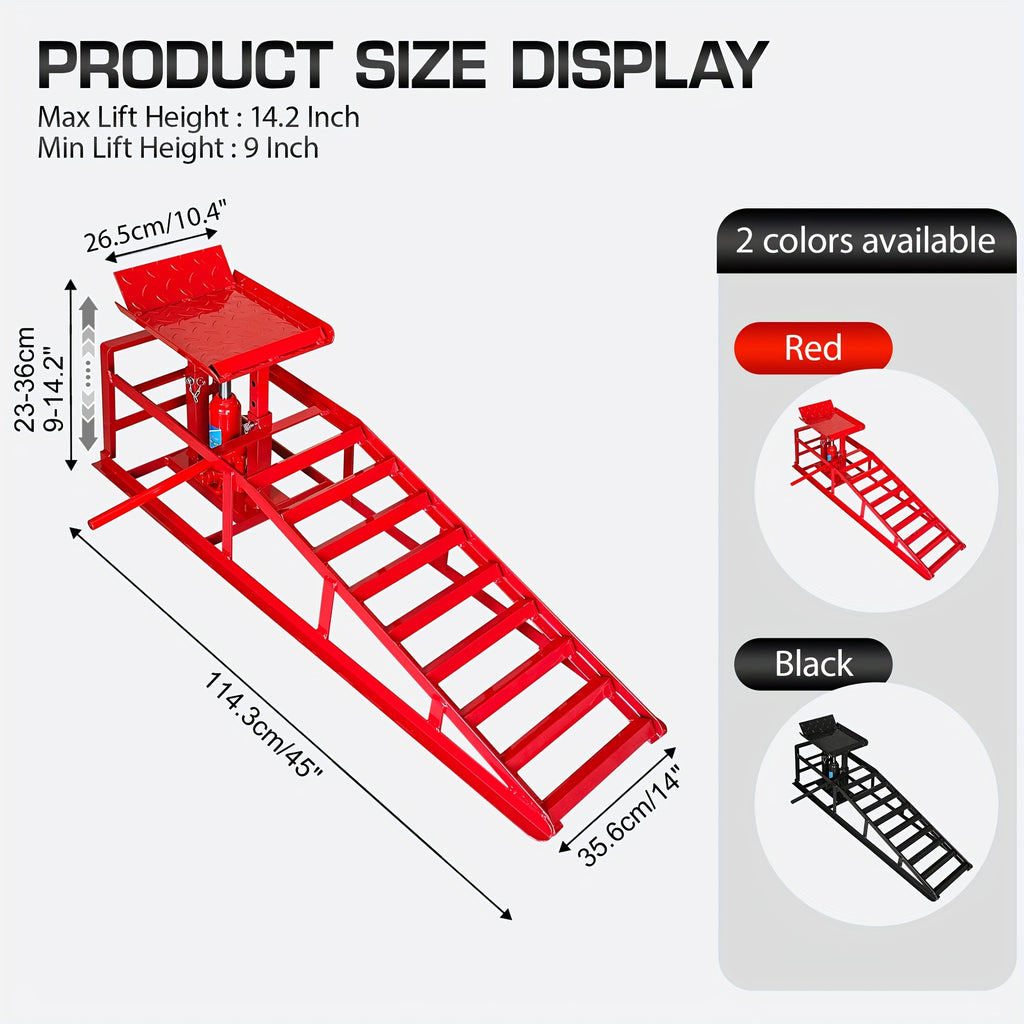 2-Pack Hydraulic Car Ramps, 11050LBS 5T Car Ramps High Lift 9"-14.2", Heavy-Duty Iron-Made Vehicle Lift Ramps, Automotive Truck Service Ramps for Oil Changes And Maintenance