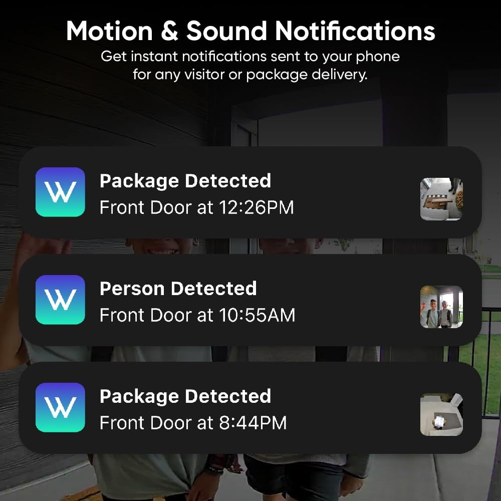 WYZE Wireless Duo Cam Video Doorbell (Chime Included), Battery Powered, 2K Full HD Video, 2 Cameras (People and Package), 2-Way Audio, Color Night Vision